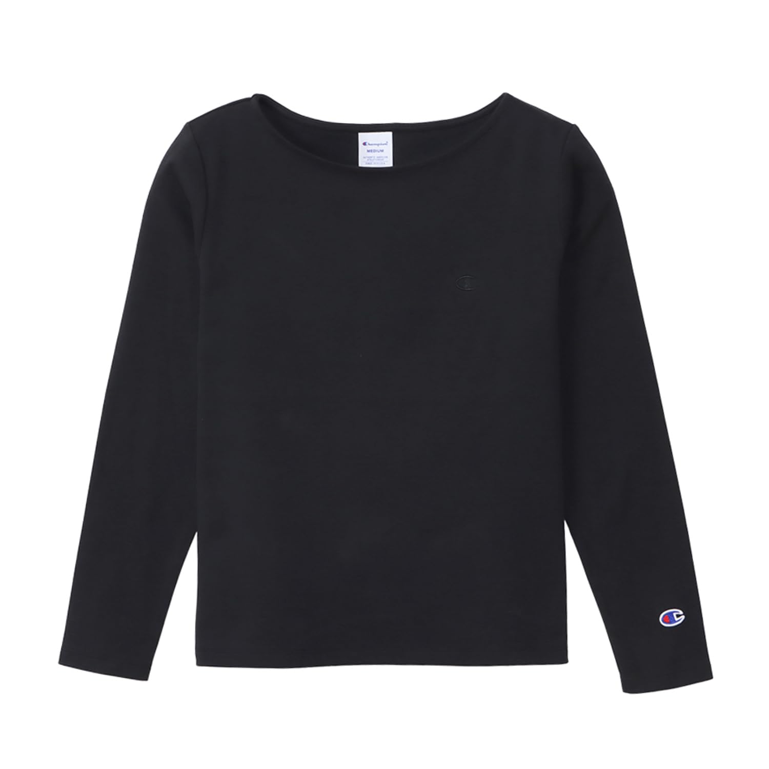 

Champion Basic Long Crew Logo Women s T-Shirt, CW-Y413, Black, Medium, Sleeve, Neck, 100% Cotton, USA, One-Point чёрный