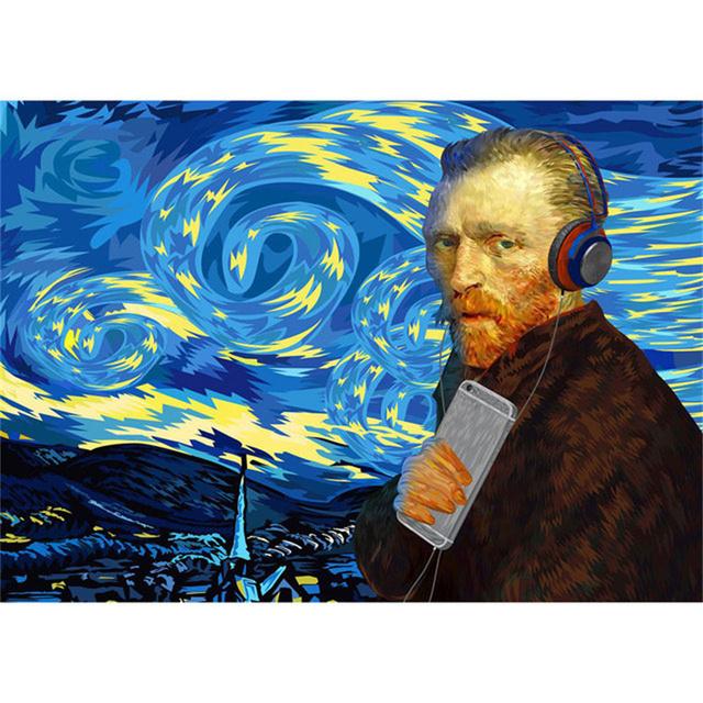 Abstrakter Künstler Van Gogh Landschaft Sternennacht Poster und Drucke Klassische Leinwandgemälde Wandkunst Bild für Heimdekoration