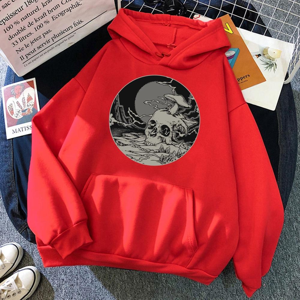 

Женская толстовка с принтом «Грибы растут на черепах», повседневный пуловер большого размера, популярная толстовка, модная одежда унисекс