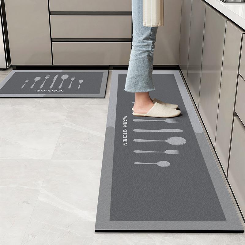 Kitchen Floor Mats Waterproof Oil-proof Wipeable Washable Mat Leather Non-slip Dirt-resistant Carpet Imitation Marble Long Rugs