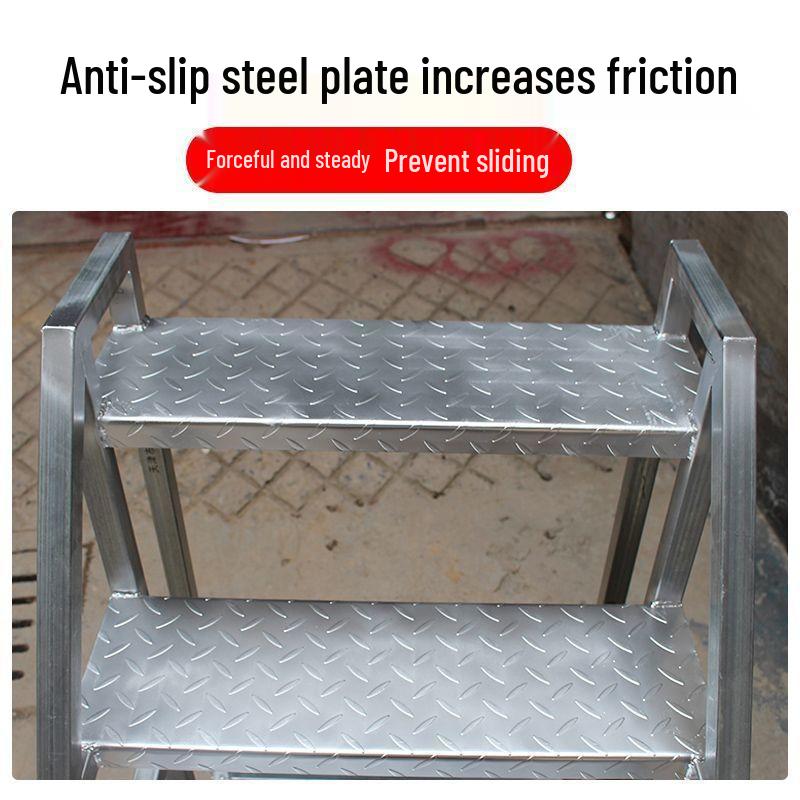 Industrial Three-Step Ladder with Handrail for Household, Warehouse, and Outdoor Use