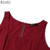 ZANZEA Women Casual Square Neck Sleeveless Ruffles Long Dress