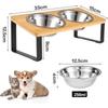 Cat Food Bowls with Wooden Stand 2 Stainless Steel Bowls for Cats Elevated Cat Bowls Pet Feeder 15° Tilted Raised
