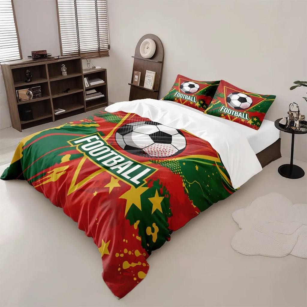 2/3pcs football duvet cover and pillowcase, bedding set for teens and adults, cartoon bedroom decoration,gifts for boys and girl