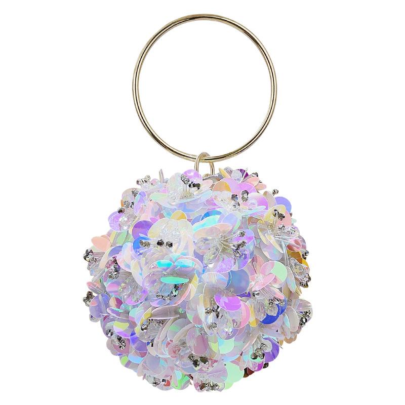 

Mini Sequin Floral Clutch Bag, Elegant Round Evening Bag, Women s Formal Dinner Purse For Wedding Party & Prom
