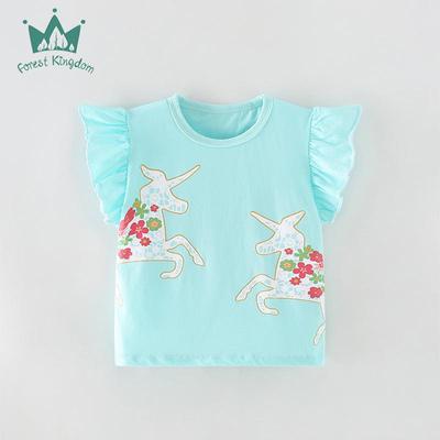 2025 European & American Style Girls' Cartoon Print Short-Sleeve T-Shirt - Summer Kids' Tee