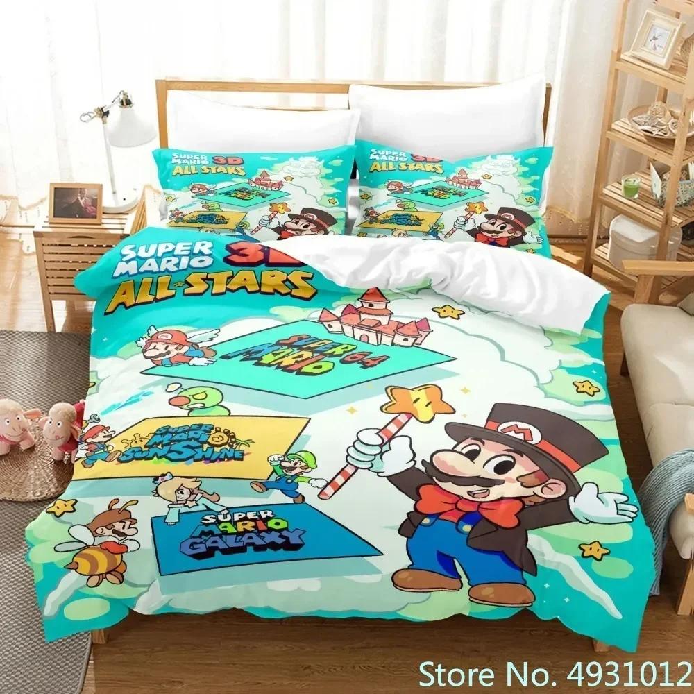 Pościel Super Mario Luigi Yoshi Toad Jumpman Anime 3D Poszewka na kołdrę Dla dziecka Dzieci Młodzież Dorosłych Tekstylia domowe Poszewka na kołdrę