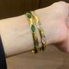 18K Gold Plated Zircon Oval Textured Bangle - Luxury High-End Bracelet for Fashion and Commuting