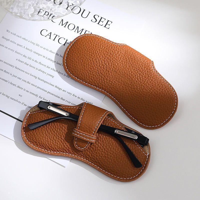 Sac à lunettes en cuir souple portable ins étui à lunettes lunettes de soleil de compression pour hommes et femmes sac de rangement pour lunettes de myopie housse de protection
