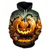 Halloweenské grafické mikiny s kapucí pro muže ženy vtipný 3D potisk hororové téma oblečení s dlouhým rukávem volný pulovr s kapucí unisex top