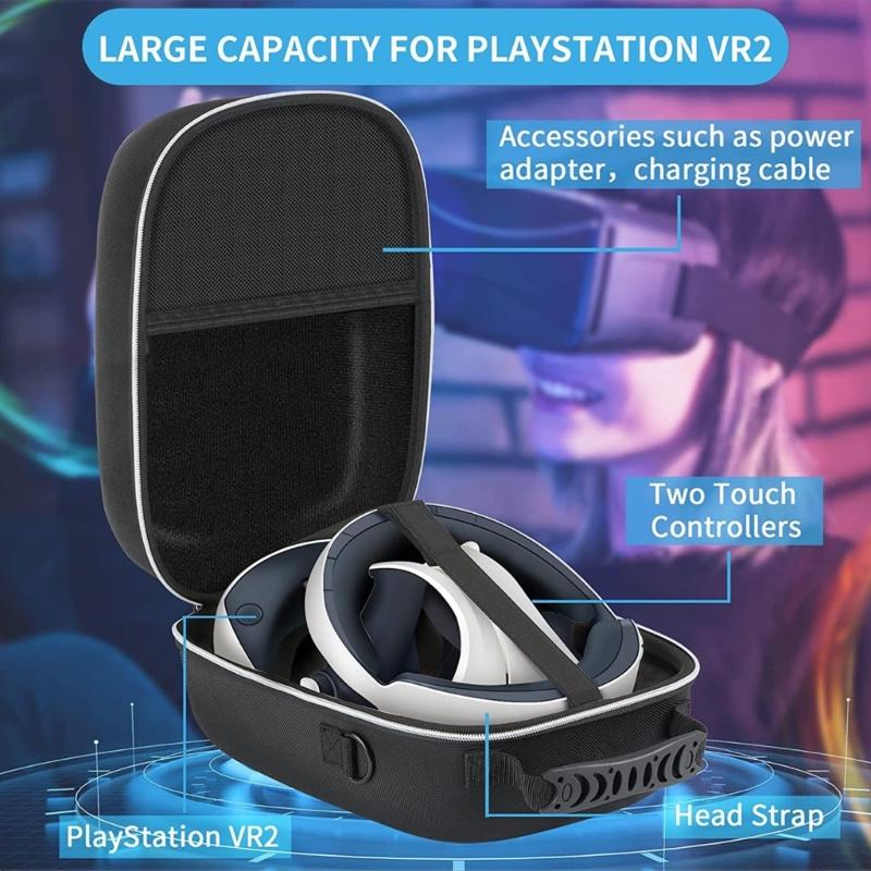 Stoßfeste Reisebox, EVA-Tragetaschen für PS VR2-Headset-Aufbewahrungshalter, Organizer, leicht zu öffnen und zu schließen