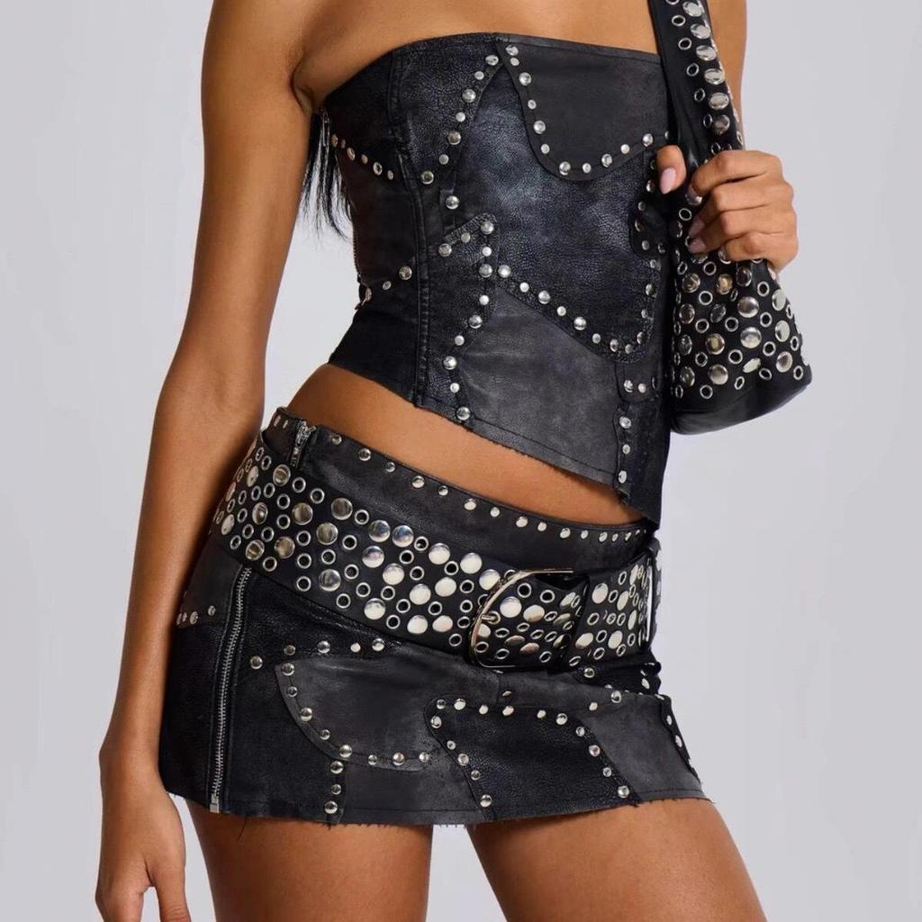 Y2K Punk Hip Hop Eyelet Rivet Waist Belt - Slimming, Versatile, One Size