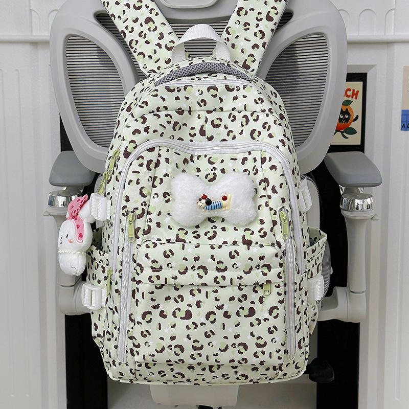 Schultasche Damen College-Stil Rucksack mit großem Fassungsvermögen 1011 neu Mittelschule Oberschule Einfach vielseitig Leopardenmuster Niedlicher Rucksack