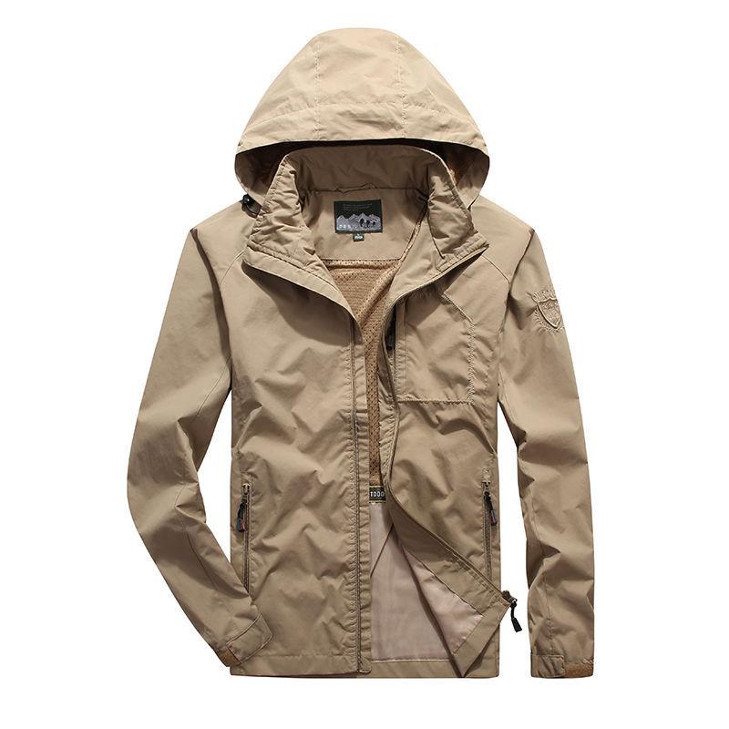Spring and Autumn Thin Jacket Men's Outdoor Sports Casual Hooded Jacket Men's Mountaineering Suit Large Size Windbreaker Jacket