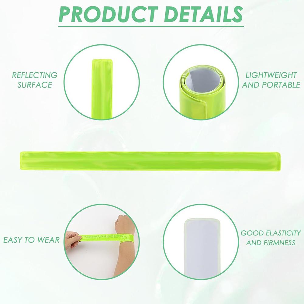 6pcs Reflective Bands Snap Bracelets, Safety for Joggers, Children, and Cyclists