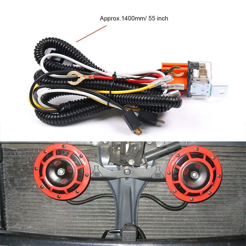Hbaebdoo Horn Relay Wire Harness Kit Grille Mount Blast Tone Horn Wire Harness Plug Universal Accessories for Car Truck