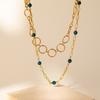 Trendige modische Goldkettenglied-Anhänger Halskette mit einzigartigen Naturstein-Akzenten