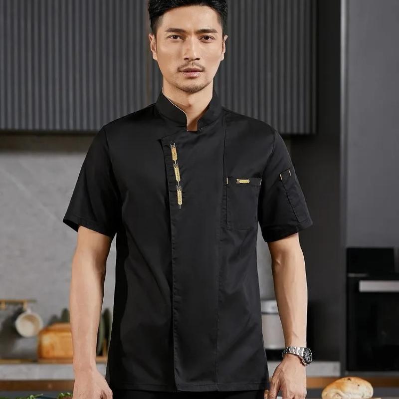 Chef Uniform Catering Waiter Shirt Summer  Restaurant Kitchen Cook Jacket Bakery Waiter Clothes for Back Breathable Mesh Design S