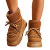 Women's New Winter Fleece Lined Thickened Elevated Chunky Sole Lace Up Fashionable Warm Cotton Boots
