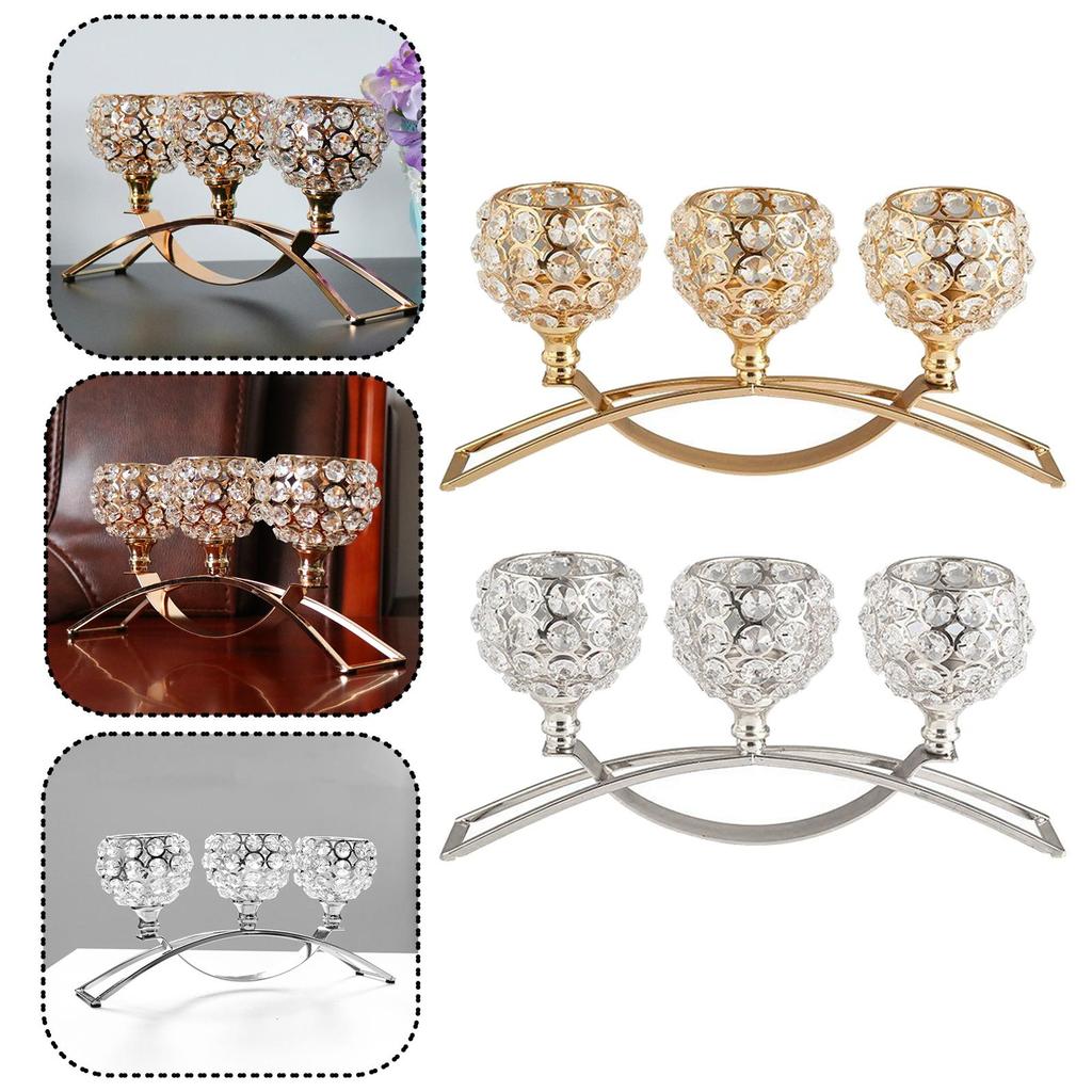 New Light Luxury Crystal Candlestick Candelabra Candle Holder Ins Wind Candlestick Dinner Candle Cup Wedding Centerpiece
