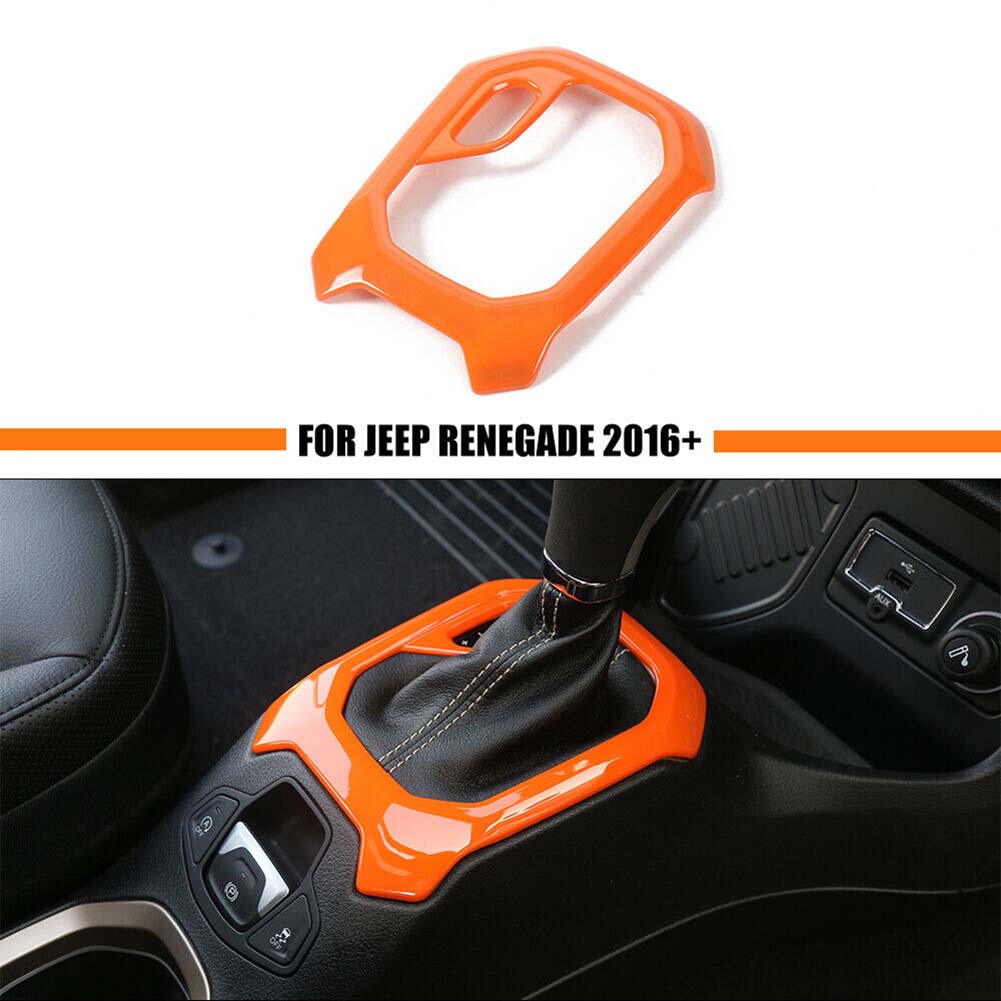 Dekorasjon for girpaneeldeksel i midtkonsollen for bil ABS-plast oransje for Jeep for RENEGADE 2016+ biltilbehør