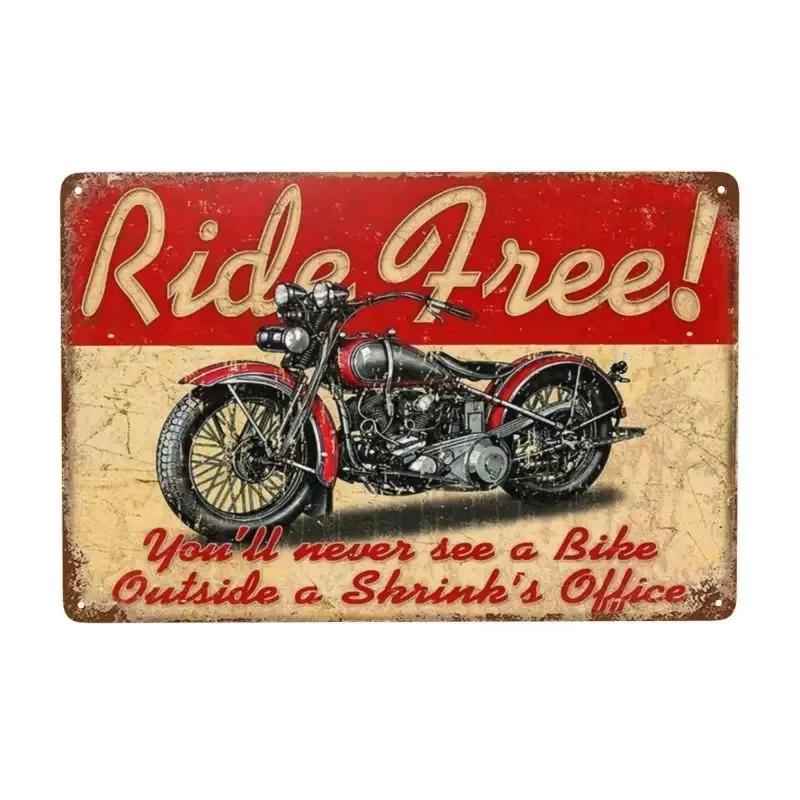 Vintage Motorcycle Metal Tin Signs Decor Wall Art Coffee Bar Vintage Metal Tin Sign Office Home Toilet Signs Wall Decor Pictures