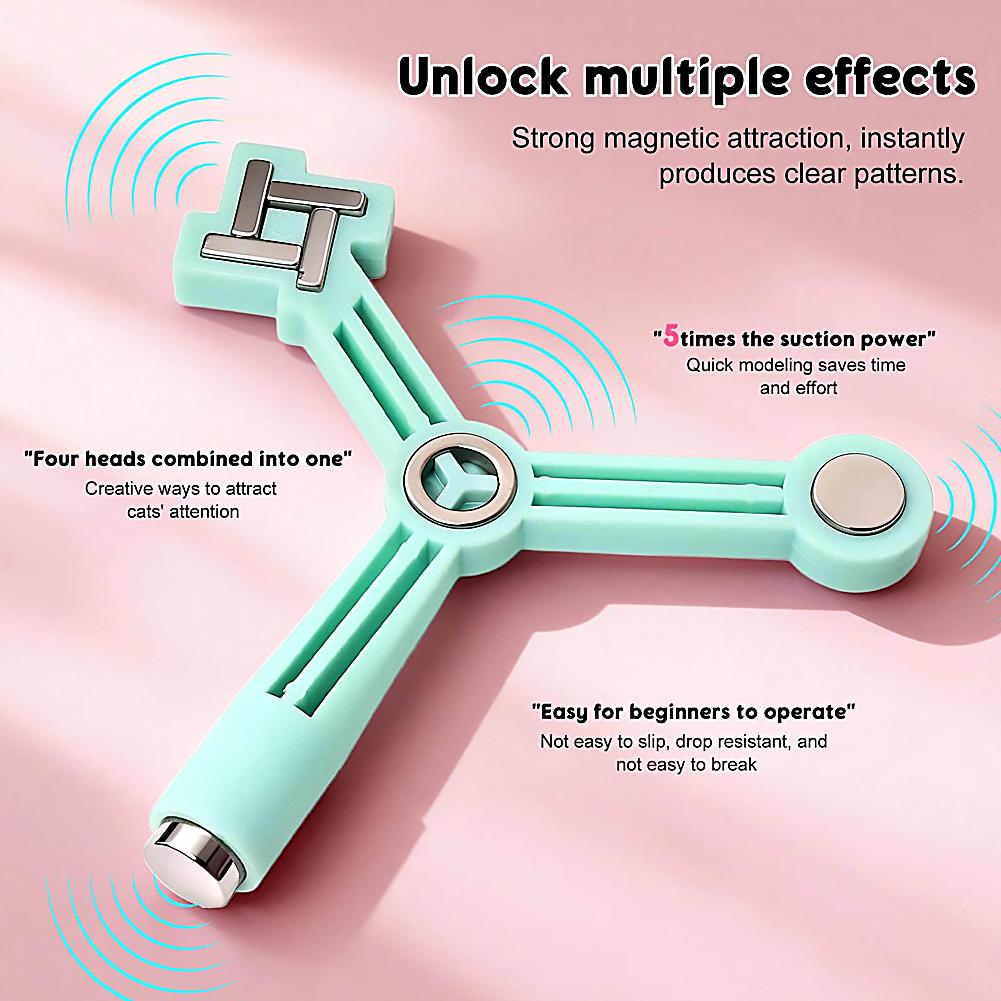 4-in-1Cat Eye Nail Magnet Stick Windmill Multi-functional Strong Magnetic Wand for Flower Side Cross Pattern DIY Gel Polish Tool