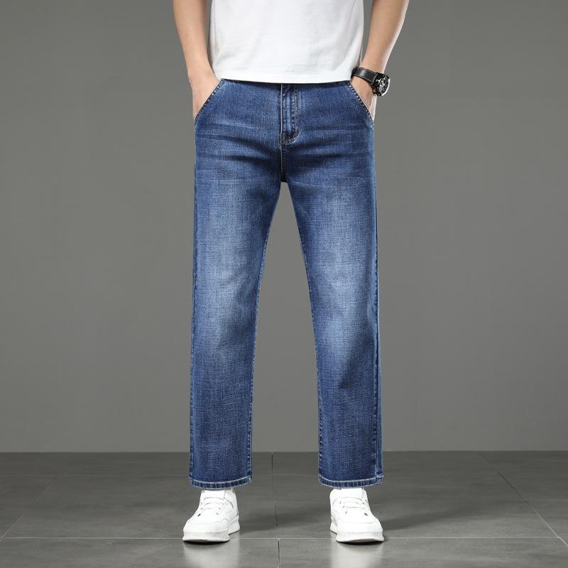 

Джинсы мужские больших размеров прямого кроя стрейч в деловом стиле, свободные повседневные брюки, укороченные брюки облегающего кроя 29