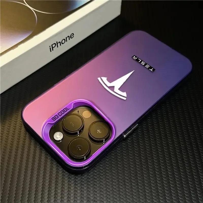 Adesivo per Auto Tesla Sportivo Super Cool Logo Tesla Custodia per Telefono per iPhone 16 Pro 11 12 Mini 13 14 Pro 15 Pro Max 7 8 Plus XR XS M
