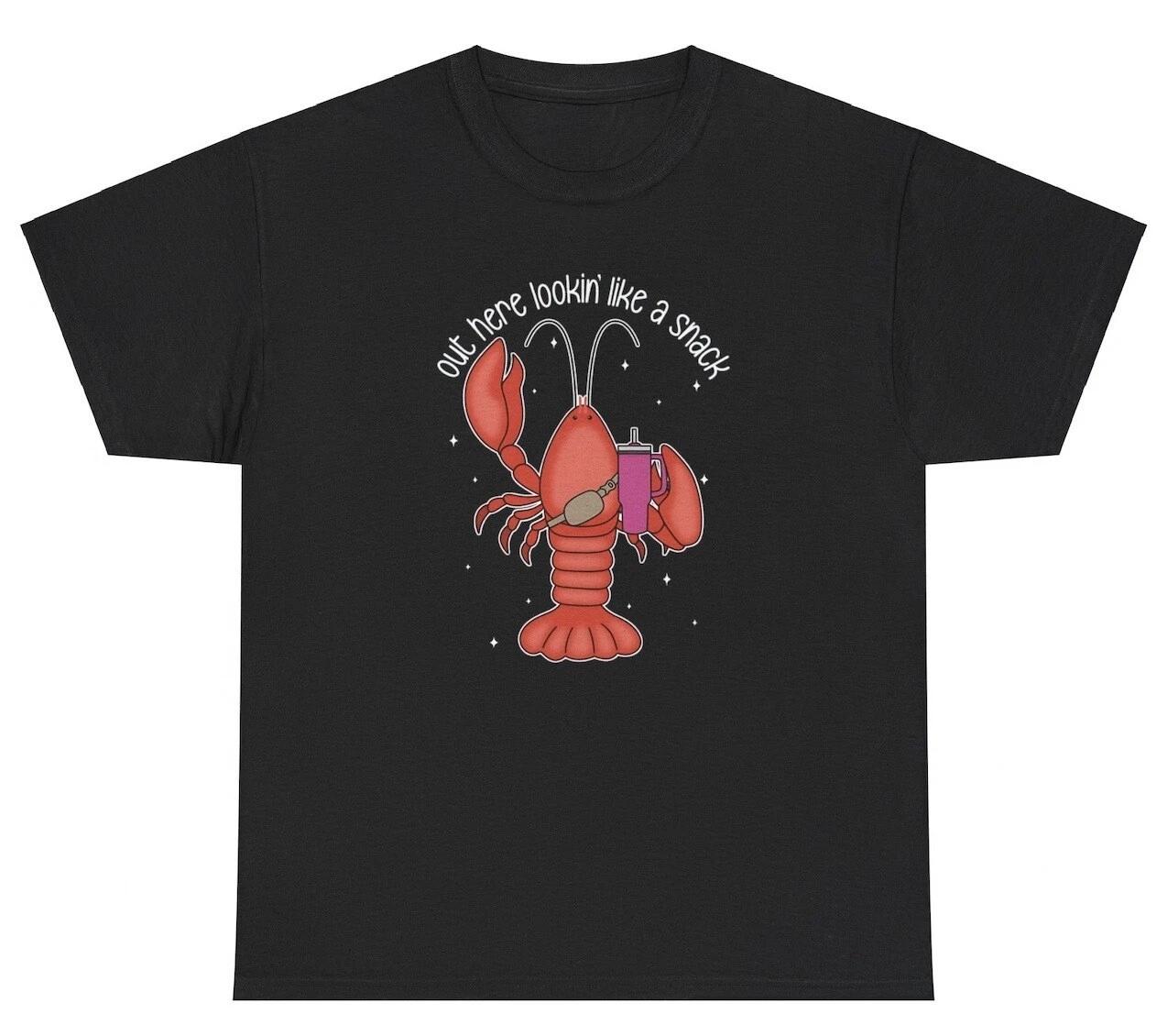 Out Here Looking Like A Snack Lobster T Shirt Meme Gen Z Funny Food Pun Tee XL