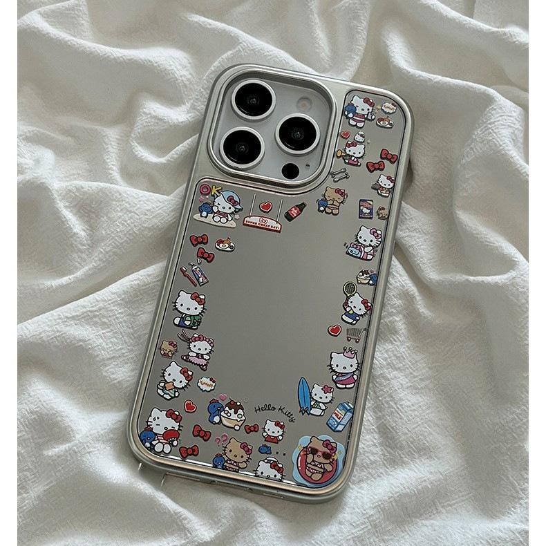 High Definition Makeup Mirror Iphone13 Personalized Hello Kitty Apple 17 Mobile Phone Case 14promax Mirror 15 Anti-drop 11