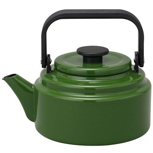 Nodahoro Amkettle Enamel Tea Kettle 2.0L, Green, IH Compatible, Designed by Fumie Shibata