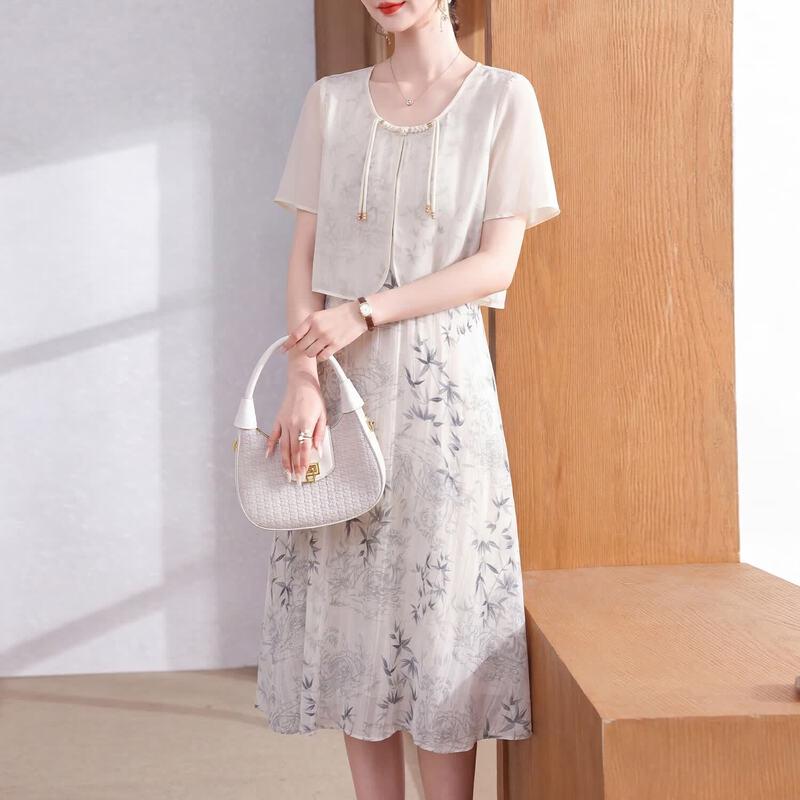 Elderly Women s Floral Chiffon Summer Dress XL
