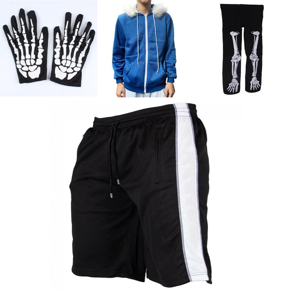 Stylish Game Undertale Sans Cosplay Costume Hoodie Set With Gloves And Stockings