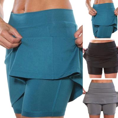 Shorts, Rock, einfarbig, Taschen, Sommer, A-Linie, doppellagig, Trainingsshorts für Fitness