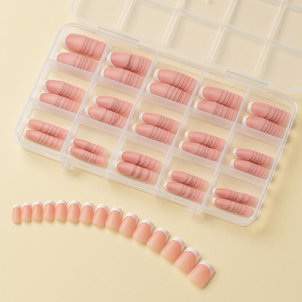 150 Stück DIY mattierte, nicht abfärbende Nagelkunst mit nicht abfärbendem Weiß, klassisches Work In Progress, französisches Kunstnagelstück