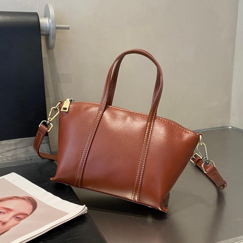 

Top Layer Vegetable Tanned Cowhide Women s One-shoulder Cross-body Bag Simple Fashionable Classic Portable Shell 26x9x16cm коричневый