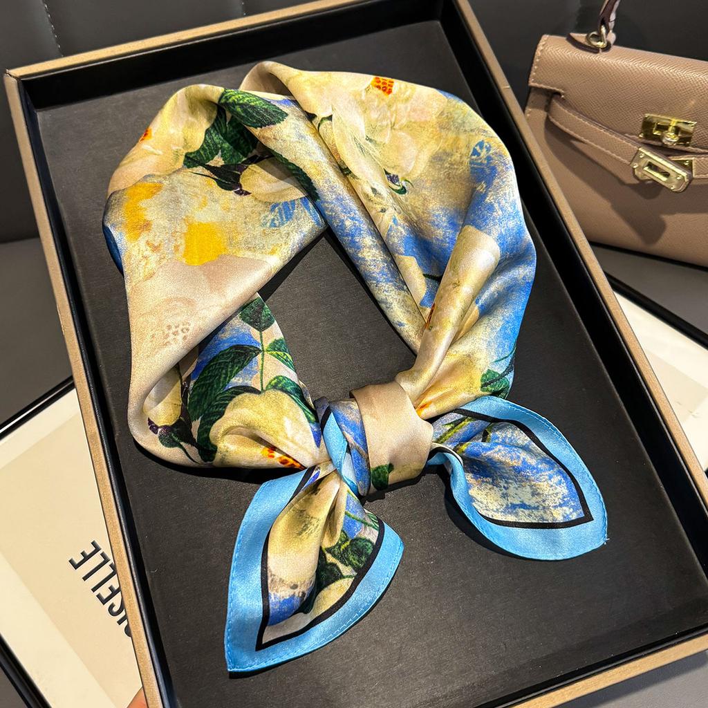 100% Pure Silk Scarf Women Headband Print Pashmina Kerchief Foulard Female Bandana Scarves Hijab Shawl Wraps Square Headkerchief