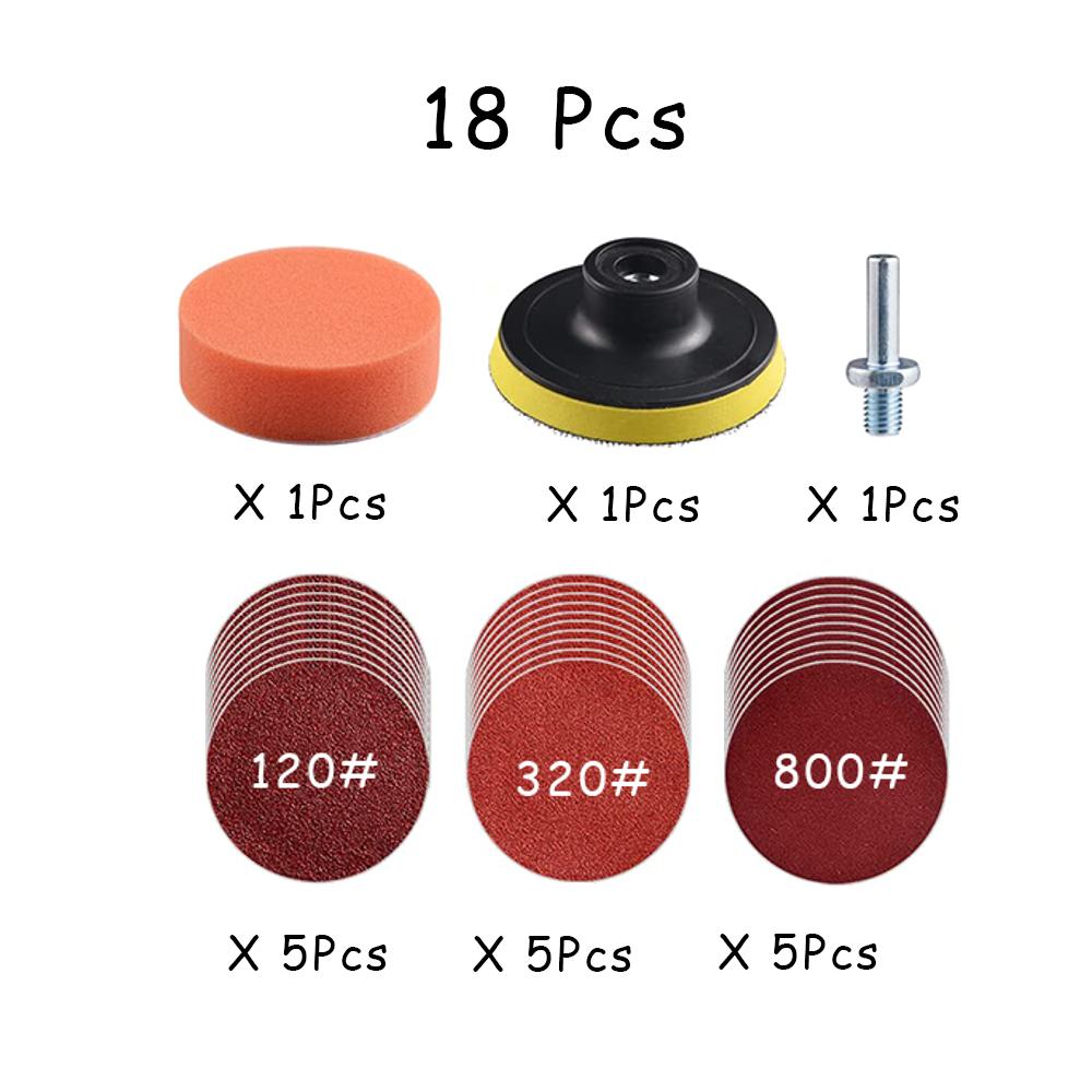 15-65 Pcs Car Headlight Repair Restoration Kit 3 Inch 75mm Sanding Plate Waxing Sponge Sanding Pad for Polishing and Sanding