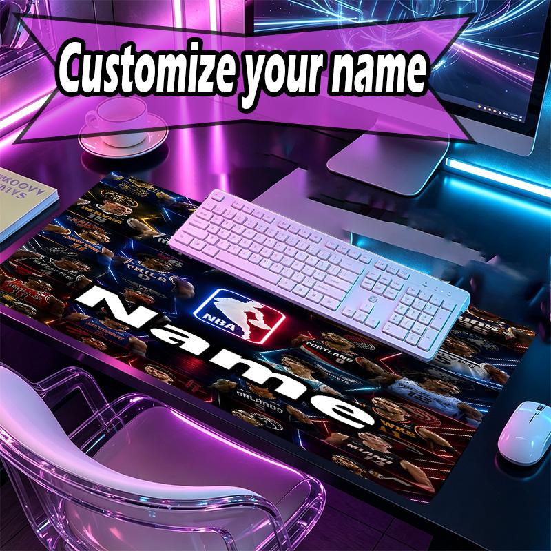 Custom Name Personalized NBA Pattern Mousepad, Laptop PC Desk Mat, Decorative Desk Mat for Home Keyboard Pad Gift
