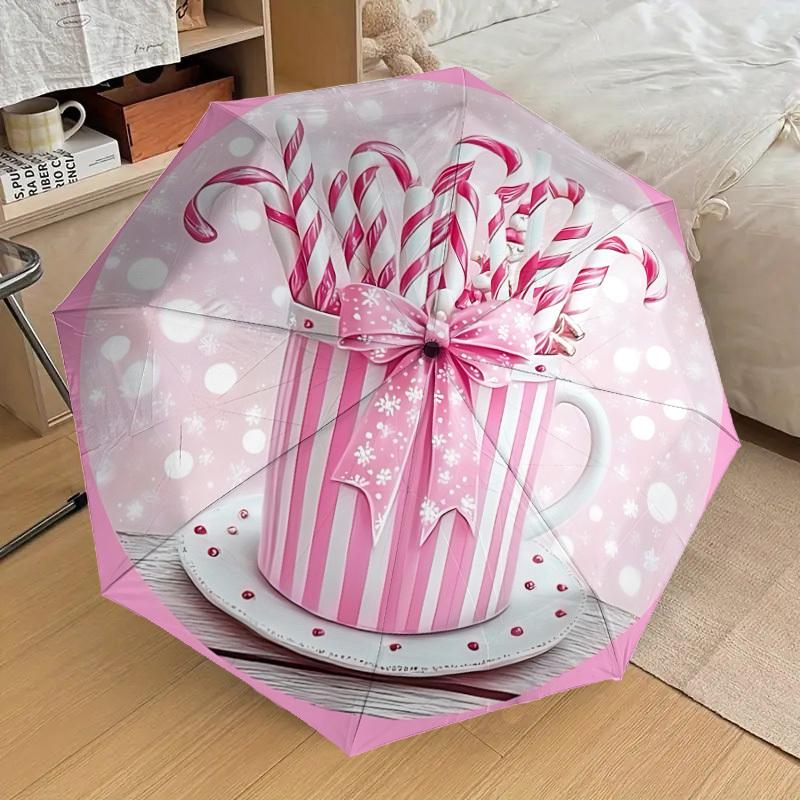 

1pc Candy Canes Automatic Open/Close Umbrella, 8-Rib Sturdy Frame, Umbrella for Travel, Everyday, Formal Events yy251126010