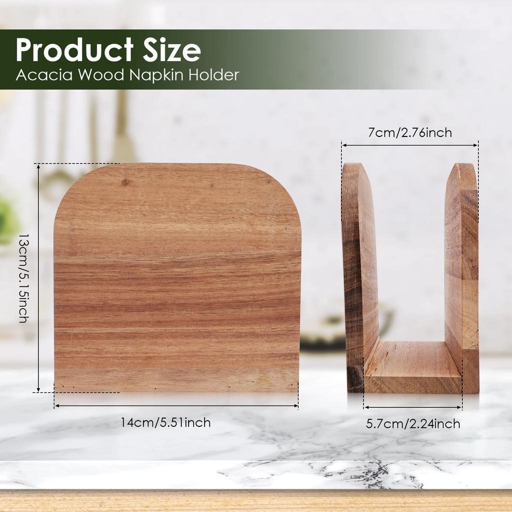 Wooden Upright Napkin Holder Decorative Vertical Paper Napkin Dispenser Ergonomic Standing Tissue Storage Dispenser for Dining