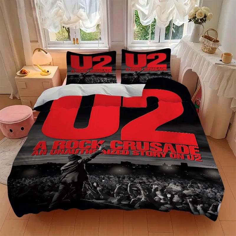 3pcs U2, Rock Crusade Duvet Cover Set - Soft & Breathable Bedding, Includes 1 Duvet Cover and 1/2 Pillowcases (No Insert) yy251107199