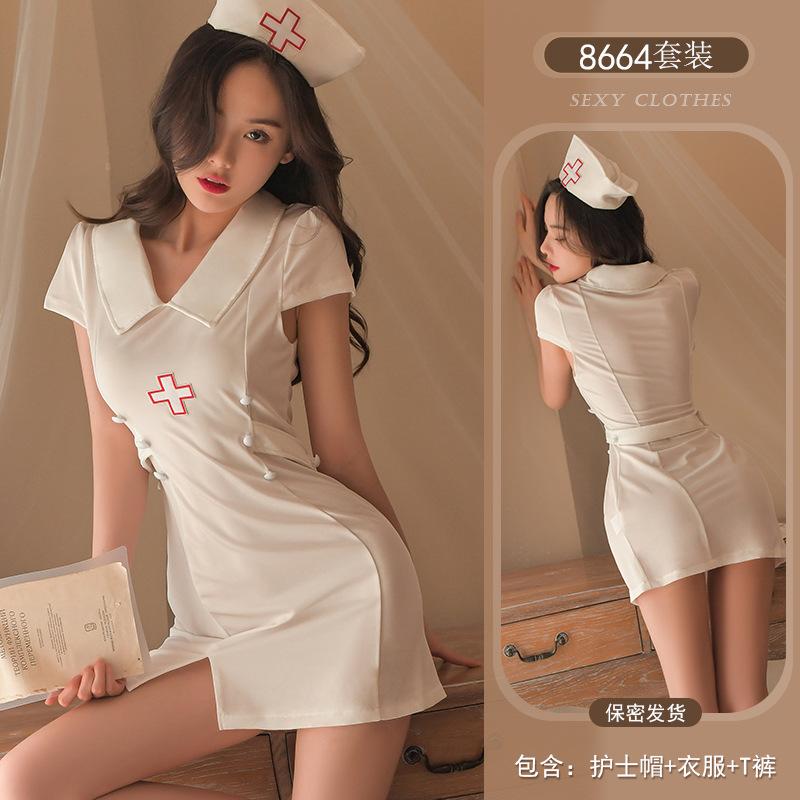 Erotic Underwear Sexy and Hot Nurse Uniform Female Role-playing Small Chest no-Take Passionate Uniform Set 8664
