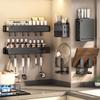 No-Drill Wall-Mounted Kitchen Storage Rack: Multifunctional Holder for Knives, Chopsticks, Pot Lids, and Seasoning Condiments