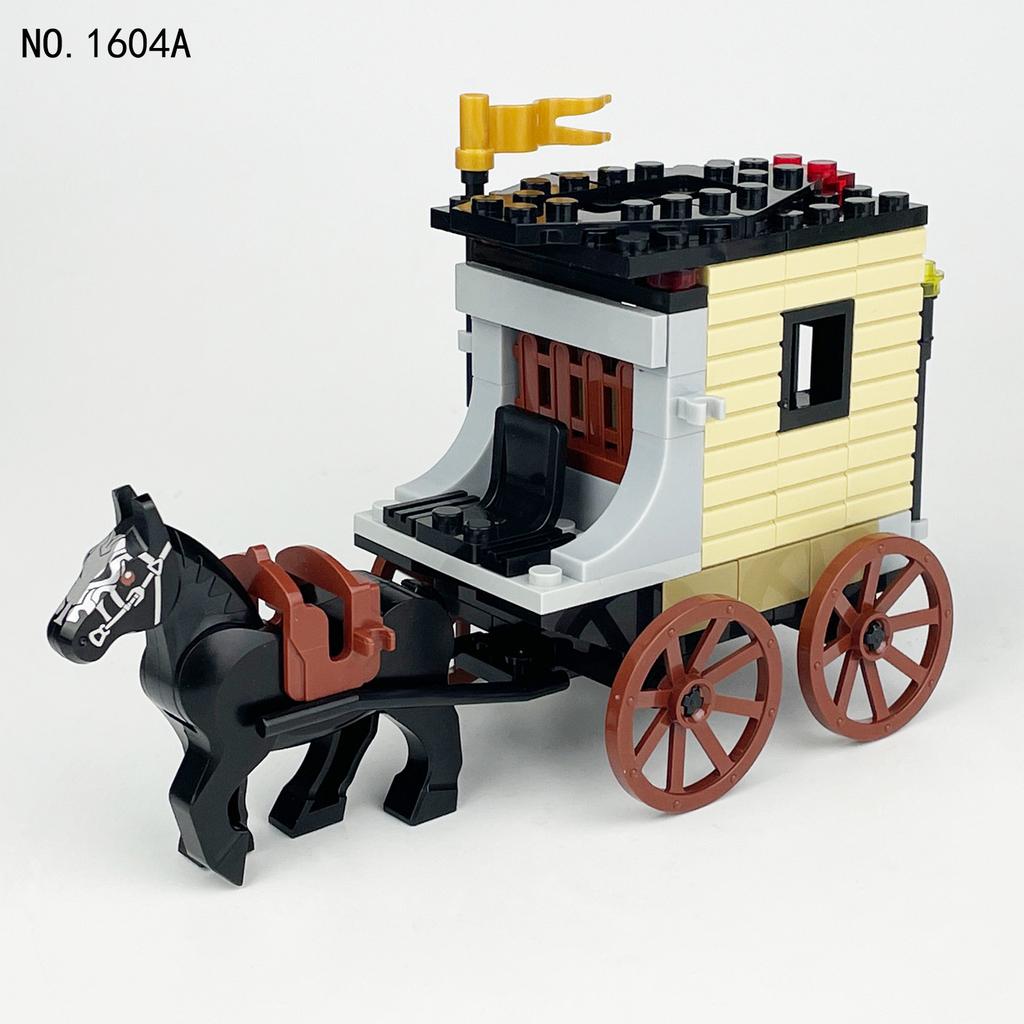 1604A bête roi Prison Wagon cheval de guerre noir petit granule blocs de construction pour enfants jouet chariot blocs de construction