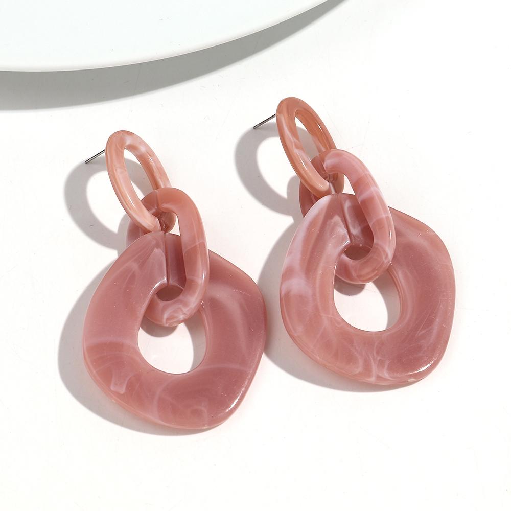 New Leopard Acrylic Big Link Chain Long Earrings for Women Exaggerated Irregular Geometric Drop Earring Statement Jewelry Gifts