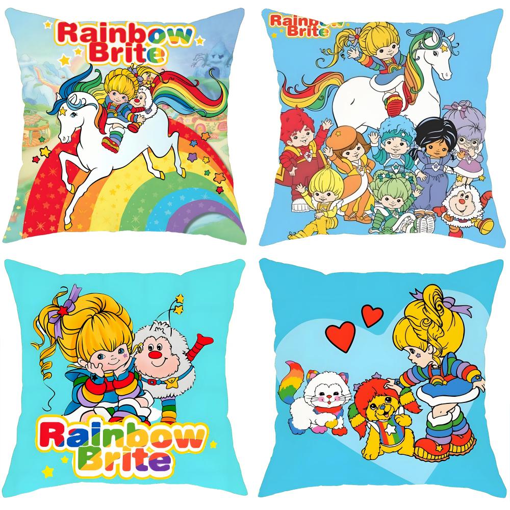 Jessica Chen Unisex Cute R-Rainbow B-Brite Cushion Cover Comfortable Reversible Pillow Cover Ideal For Car Sofa Bedroom & Beyond