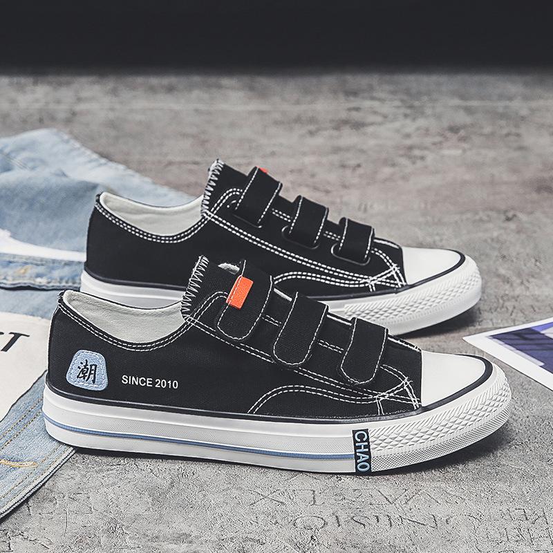 Canvas shoes low top 22 new spring cloth shoes Hong Kong style student flat buckle tide A11