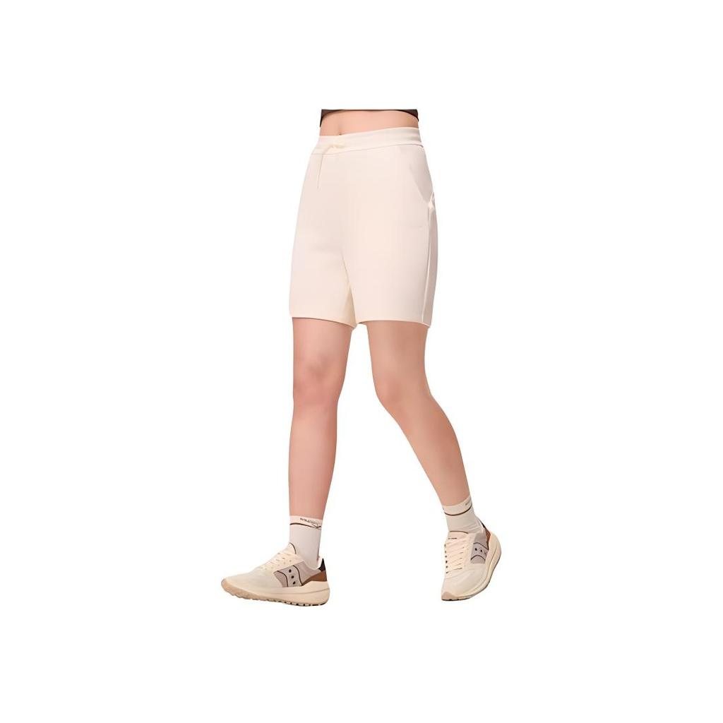 SAUCONY Minimalist Solid Color Comfortable Knitted Five-Point Sports Shorts Women Shorts Natural-White SC1249135A-WT16
